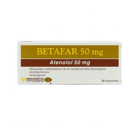 Betafar 50 mg Atenolol 50 mg - Caja de 30 comprimidos