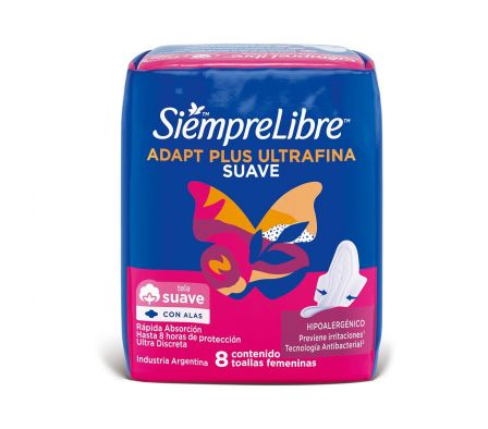 Siempre Libre toalla fem slinea ultrafina c/a paq.8 unid.
