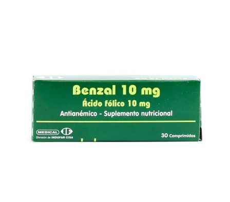 Benzal 10 mg Acido Fólico 10 mg - Caja 30 comprimidos