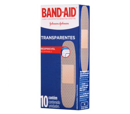 BAND-AID TRANSP. CURITA CJ X 10 UNIDADES