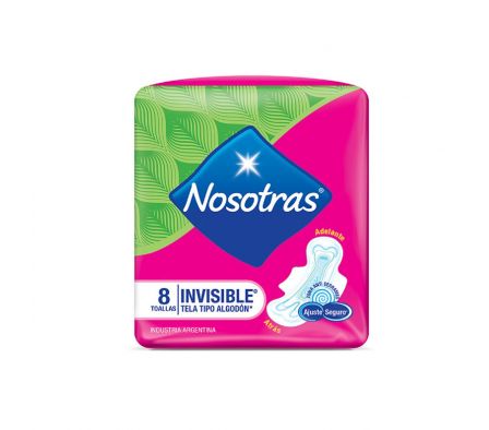 Nosotras toalla fem nat ultra fina invis c/alas paq.8 unid.