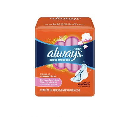 Always toalla fem suave super proteccion c/alas paq. 8 unid.