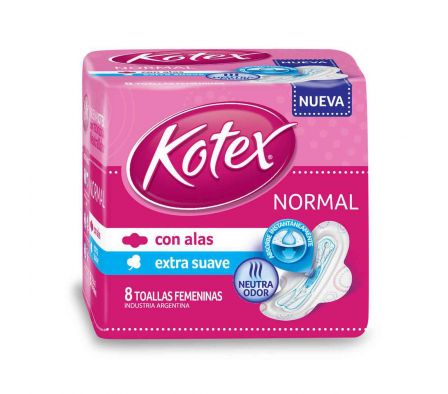 Kotex toalla fem normal con alas paq.8 unid.