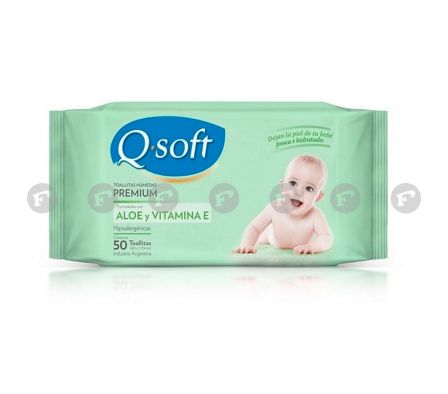 Q Soft toallitas humedas baby con aloevera paq.50 unid.