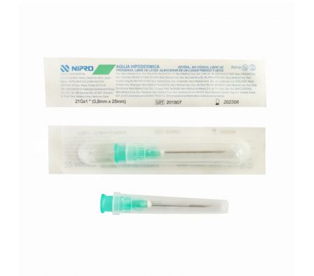 AGUJA HIPODERM. NIPRO 21G AH-2125-S UNID.