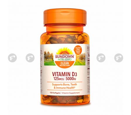 VITAMIN D3 125 MCG/5000 IU SUNDOWN FR. X 150 CÁPS. BLANDAS