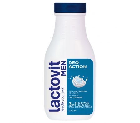 Lactovit men deo action  3 en 1 gel de baño 500 ml