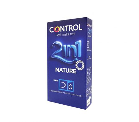 CONTROL 2 IN 1 NATURE CONDOMS + GEL. CJ X 3 UNID../.