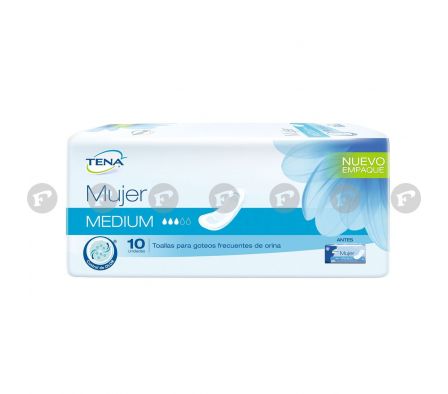 TENA MUJER TOALLA P/ INCONTINENCIA MEDIUM x 10 UN.