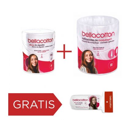 Bellacotton algodon+hisopo maquillaje + disco 20 unid regalo