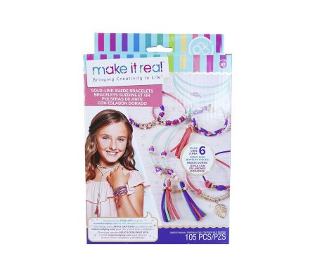 Make it real pulseras de ante con eslabon dorado