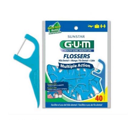 Gum flossers multiple action hilo dental menta 40 unidades