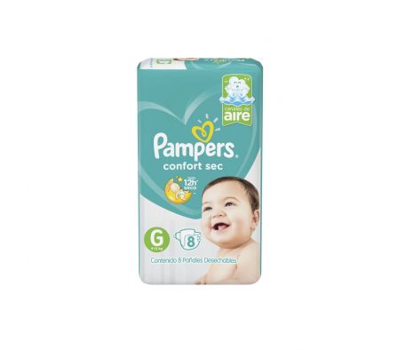 Pampers confort sec grande 8 unid.