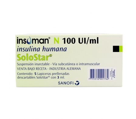 INSUMAN N 100 UI. INS. HUM.SOLOSTAR  CJ X 5 LAPICERA PRELL