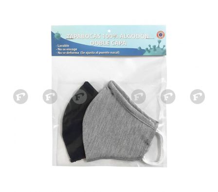 Mascarilla 100% Algodón Doble Capa - Pack de 2 unidad