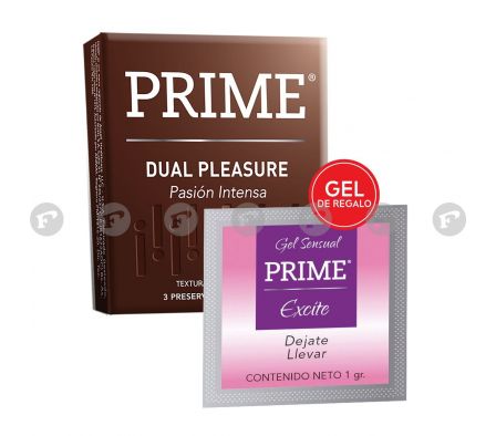 PRIME DUAL PLEASURES (CJ X 3 UD.+ GEL LUBR.X 1 GR.) UNID.