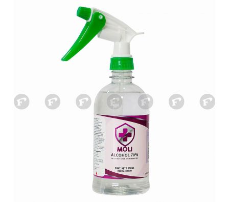 ALCOHOL 70% MOLI C/ ROCIADOR FR. X 500 ML.