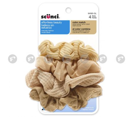 Scunci gomas de tela de pelo tono pastel 4 pzas