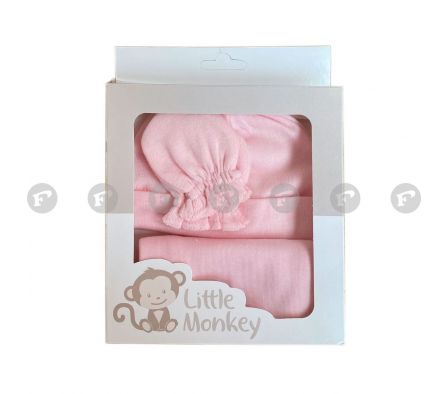 Little monkey guante+gorrito+babita tela nena