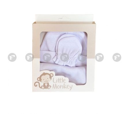 Little monkey guante+gorrito+babita tela unisex