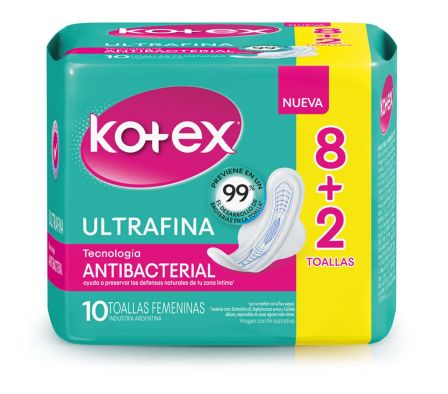 Kotex toalla fem antibacterial ultrafina c/a x 10 unid./.