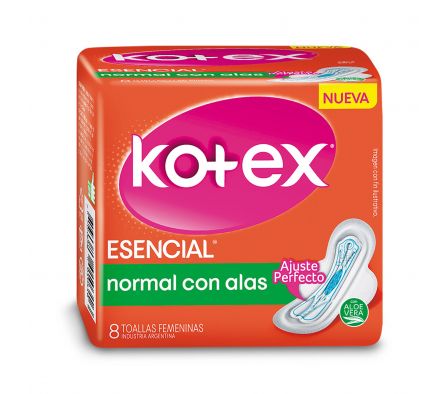 Kotex toalla esencial normal con alas x 8 unid