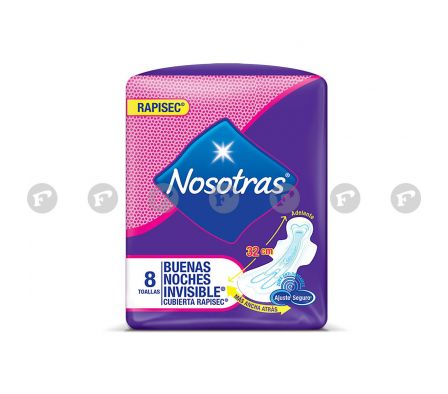 Nosotras toalla fem invisible buenas noches paq.8 unid.