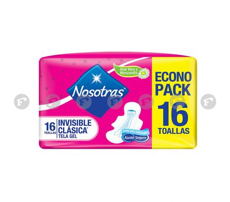 Nosotras toalla fem invisible clasica paq.16 unid.