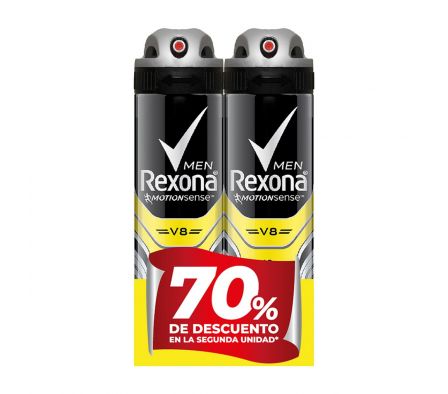 Rexona deo spray v8 x 2 70% en 1