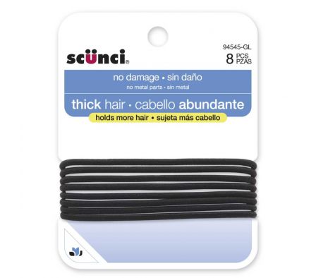 SCUNCI ELÁSTICOS GRANDES COLOR NEGRO X 8 UNIDADES