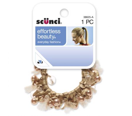 SCUNCI GOMAS DECORADAS PERLAS X 1 UNIDAD