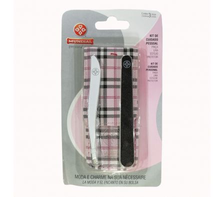 Mundial kit cuidado personal pinza+lima+neceser bc-402