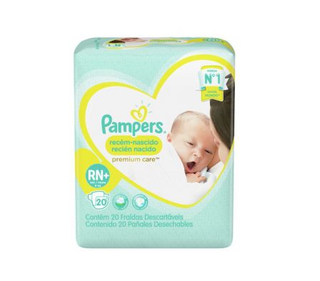 Pampers premium care pañal recien nacido paq.20 unid.
