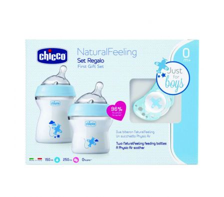 Chicco set de biberones natural feeling azul estuche