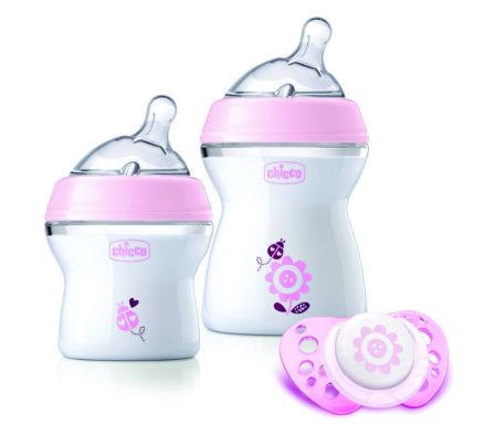 Chicco set de biberones natural feeling rosa estuche