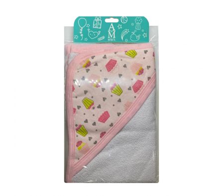 A & m toalla para bebe con capucha rosado