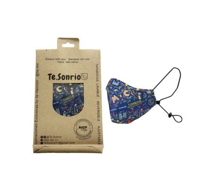 MASCARILLA AJUSTABLE TE.SONRIO KIDS ABC GREEN X 1 UNID