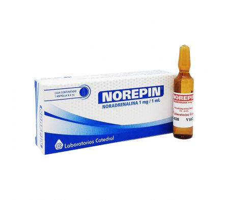 Norepin Noradrenalina 1 mg Caja de 1 ampolla de 1 ml.