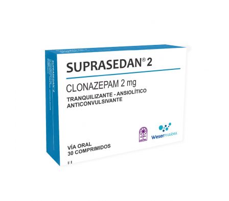 Suprasedan 2 Clonazepam 2 mg - Caja de 30 comprimidos
