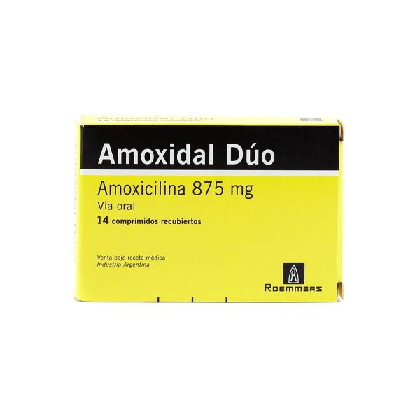 Garganta subterráneo Cooperación Amoxidal Dúo Amoxicilina 875 mg - Caja de 14 comprimidos recubiertos