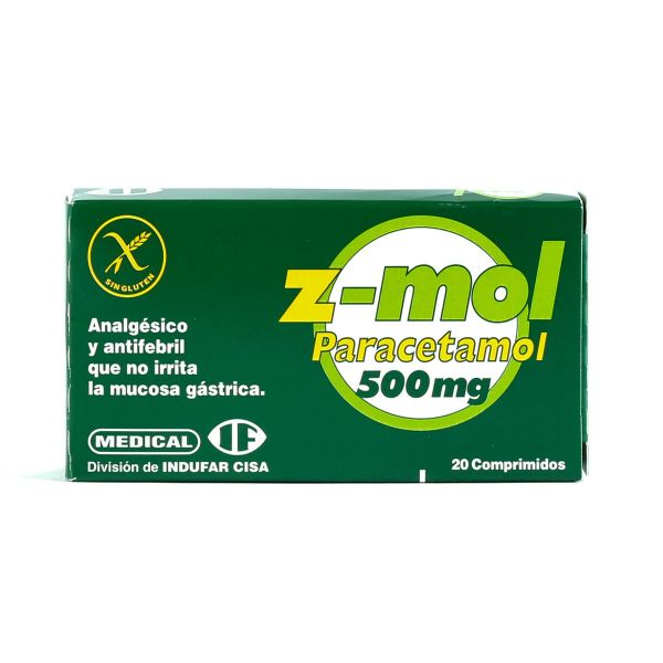 Z mol Paracetamol 500 Mg Caja De 20 Comprimidos z-mol-paracetamol-500-mg-caja-de-20-comprimidos