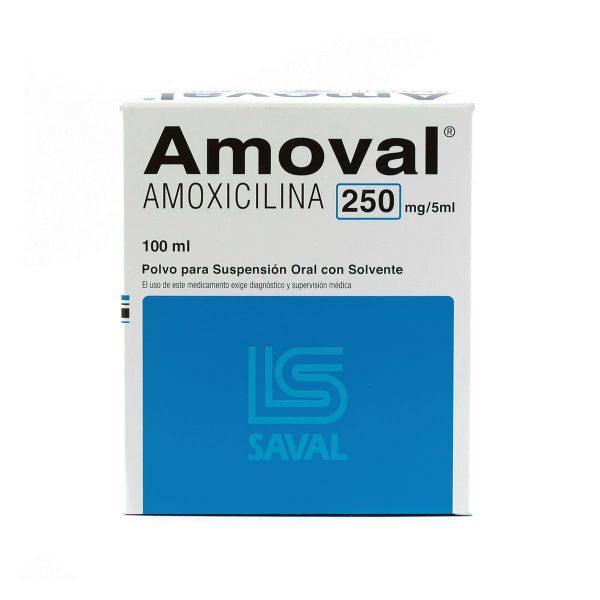 Amoval ® Amoxicilina 250 mg / 5 ml Polvo Suspensión - Frasco de 100 ml