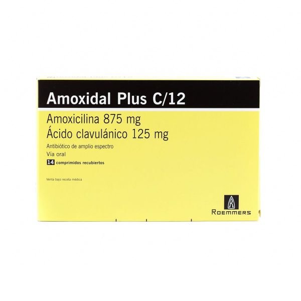 Amoxidal Plus C/12 Amoxicilina 875 mg Acido Clavulánico 125 mg - Caja de 14  comprimidos recubiertos
