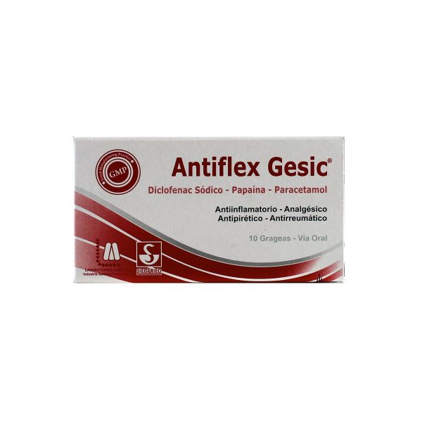 Antiflex Gesic Diclonac Sodico Papaina Paracetamol Caja De 10 Grageas Antiflex Gesic Diclonac Sodico Papaina Paracetamol Caja De 10 Grageas