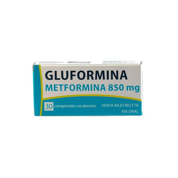 Gluformina Metformina 850 mg - Caja de 30 comprimidos recubiertos