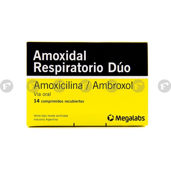 Amoxidal Respiratorio Dúo Amoxicilina / Ambroxol - Caja de 14 comprimidos  recubiertos