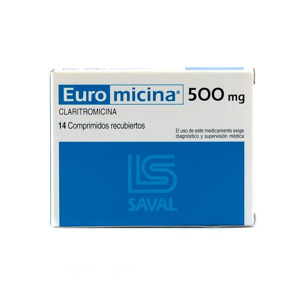 Euromicina ® Claritromicina 500 mg - Caja de 14 comprimidos recubiertos