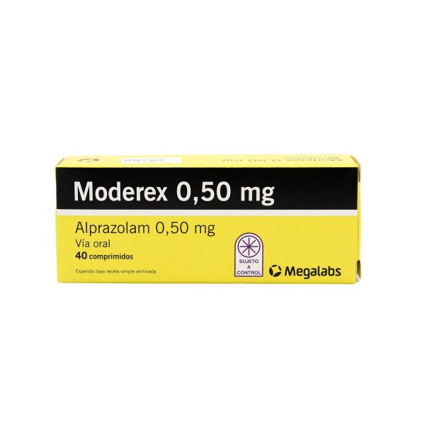 Moderex 0,50 mg Alprazolam 0,50 mg - Caja de 40 de comprimidos