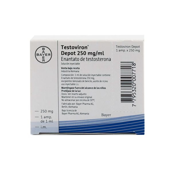 Leia Dólar De confianza Testoviron ® Depot 250 mg / ml Enantato De Testosterona - Caja de 1 ampolla  de 250 mg solución inyectable