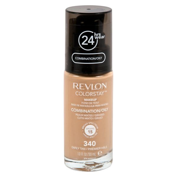 Revlon Colorstay Base De Maquillaje Para Rostro Combinación Aceitoso Cutis  Mixto Graso Early Tan Nº 340 - Frasco de 30 ml